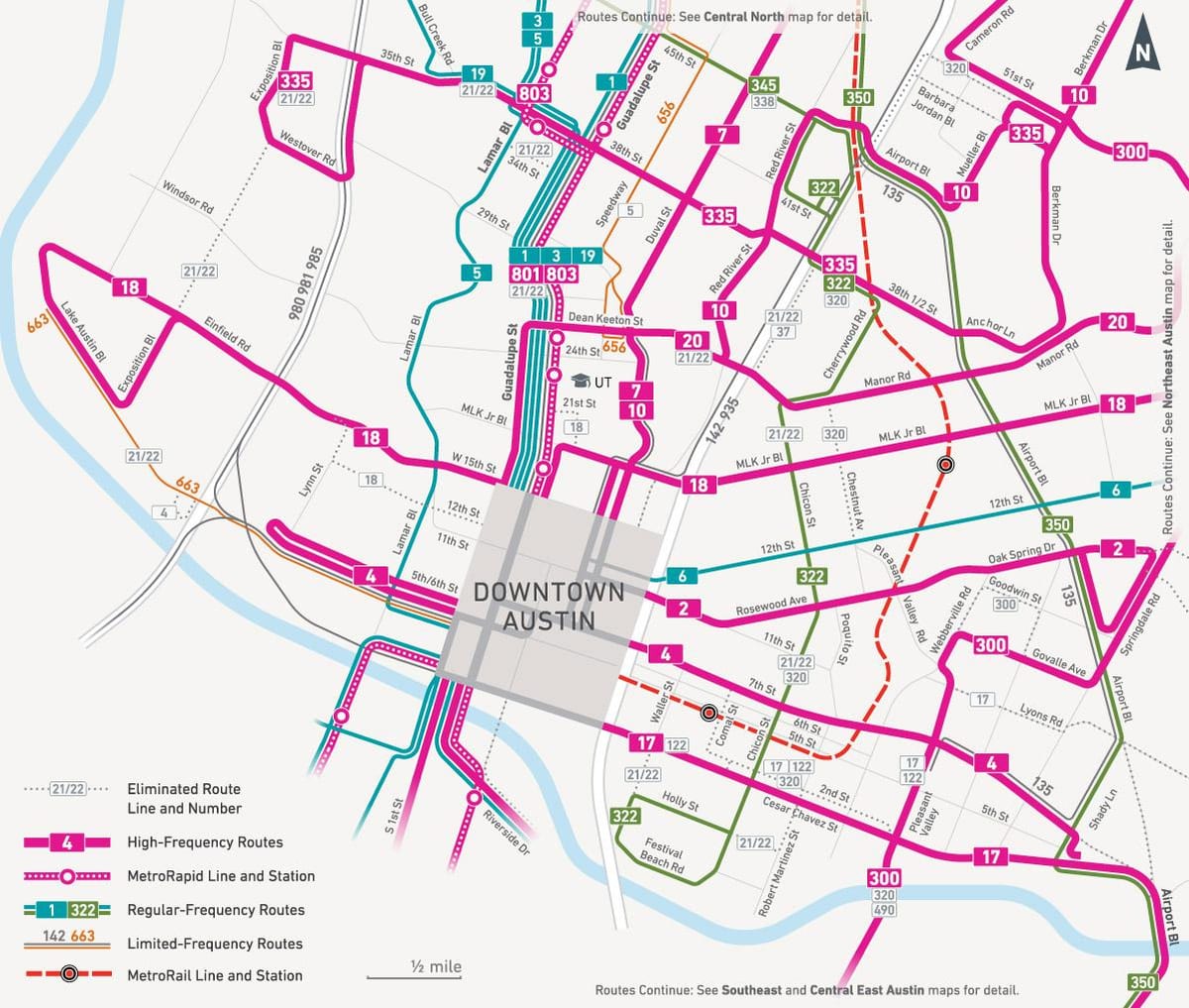 mapa Austin autobusa