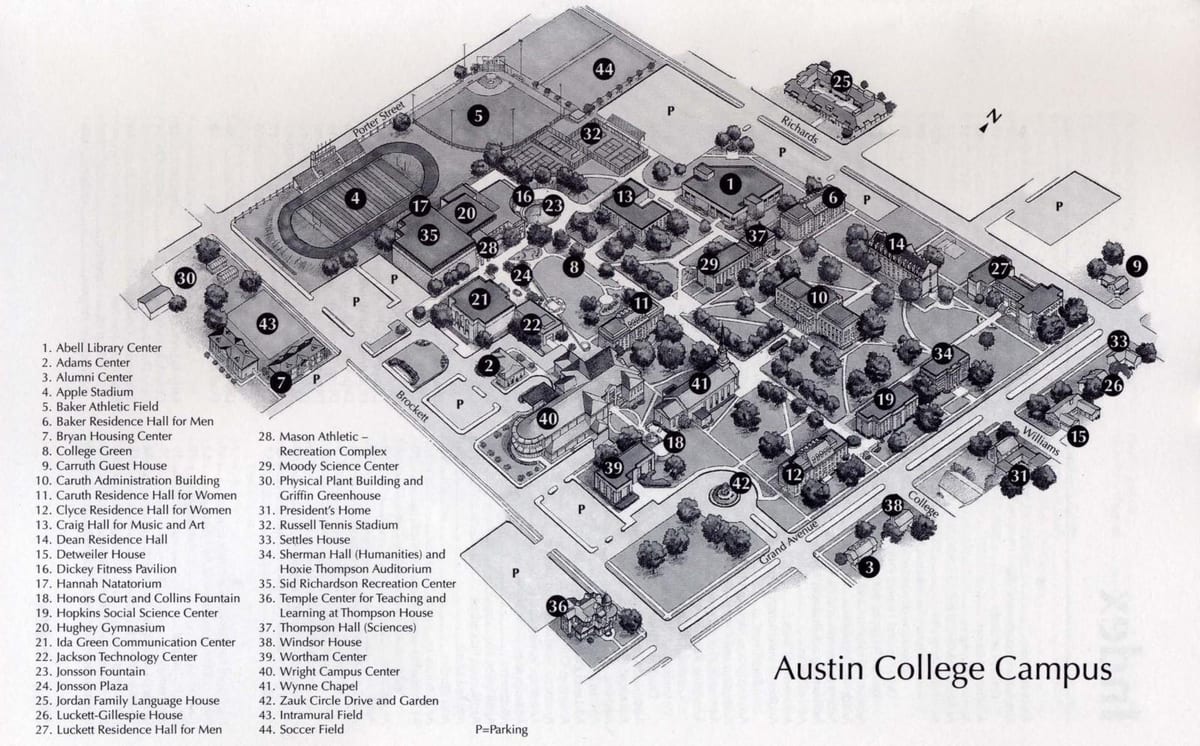 Austin unibertsitateko campus mapa