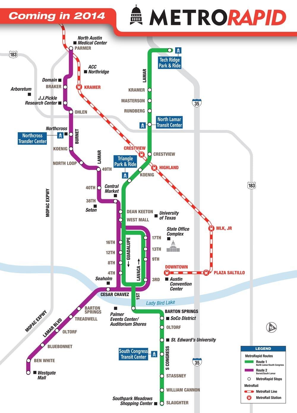 metro trenbide Austin mapa