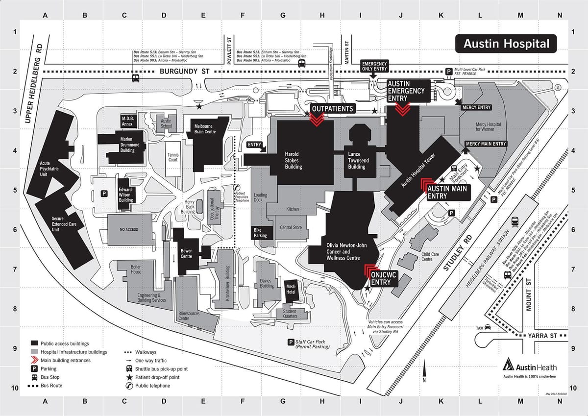 mapa Austin ospitalea