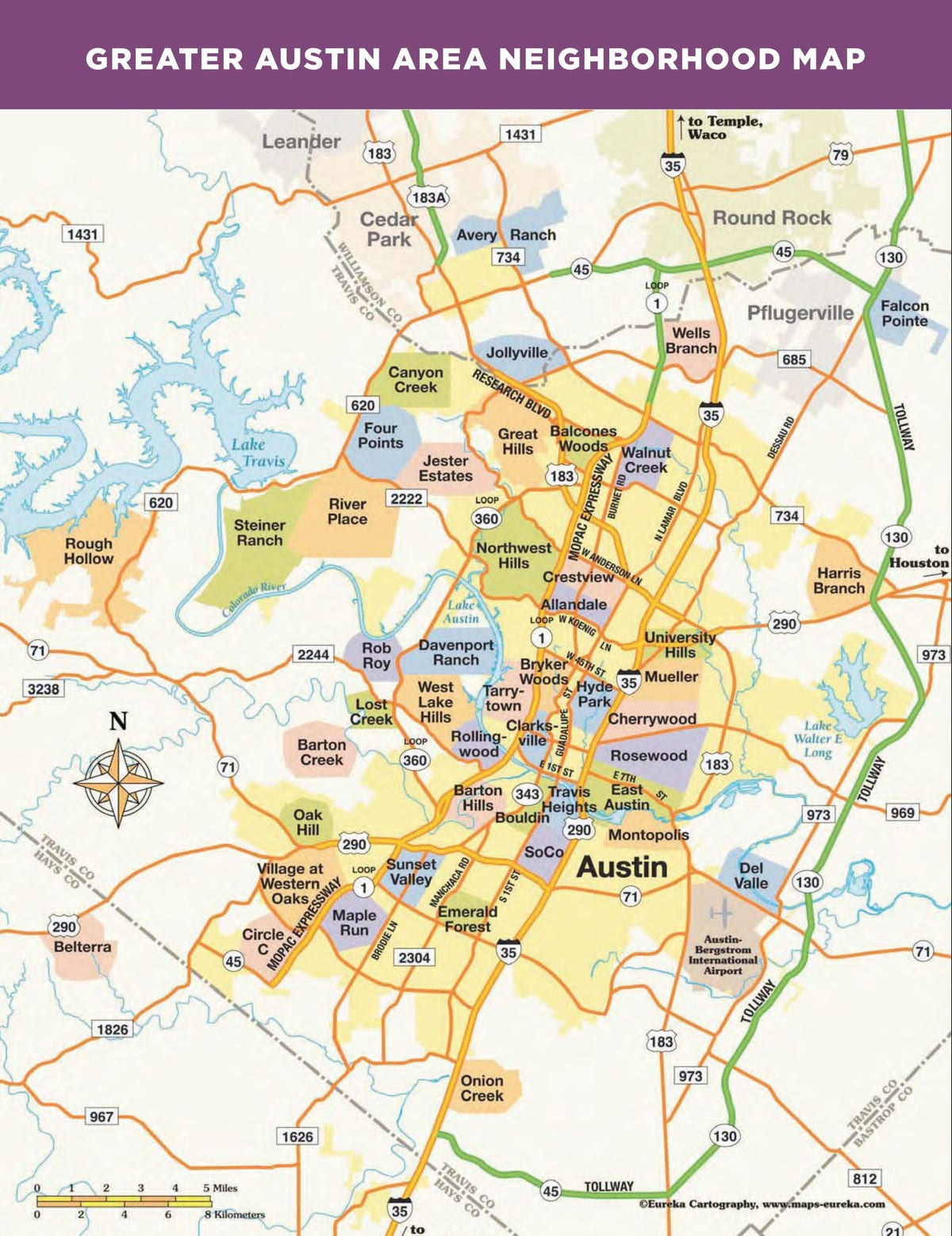 mapa Austin texas auzoetan
