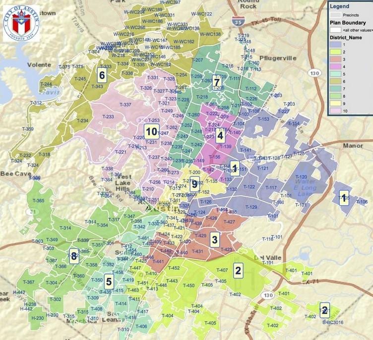 Austin Tx zonifikazioa mapa