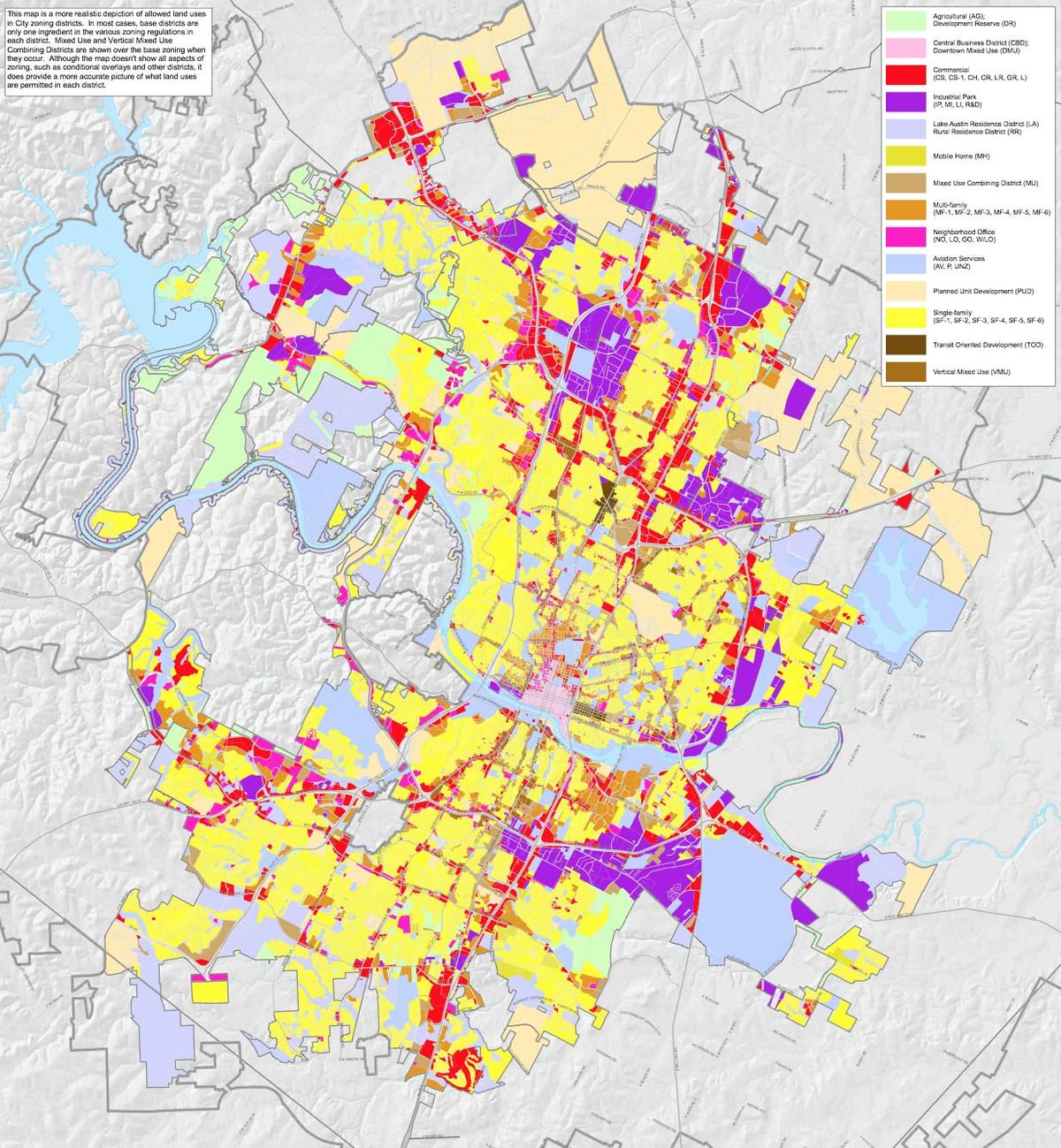 hiria Austin zonifikazioa mapa