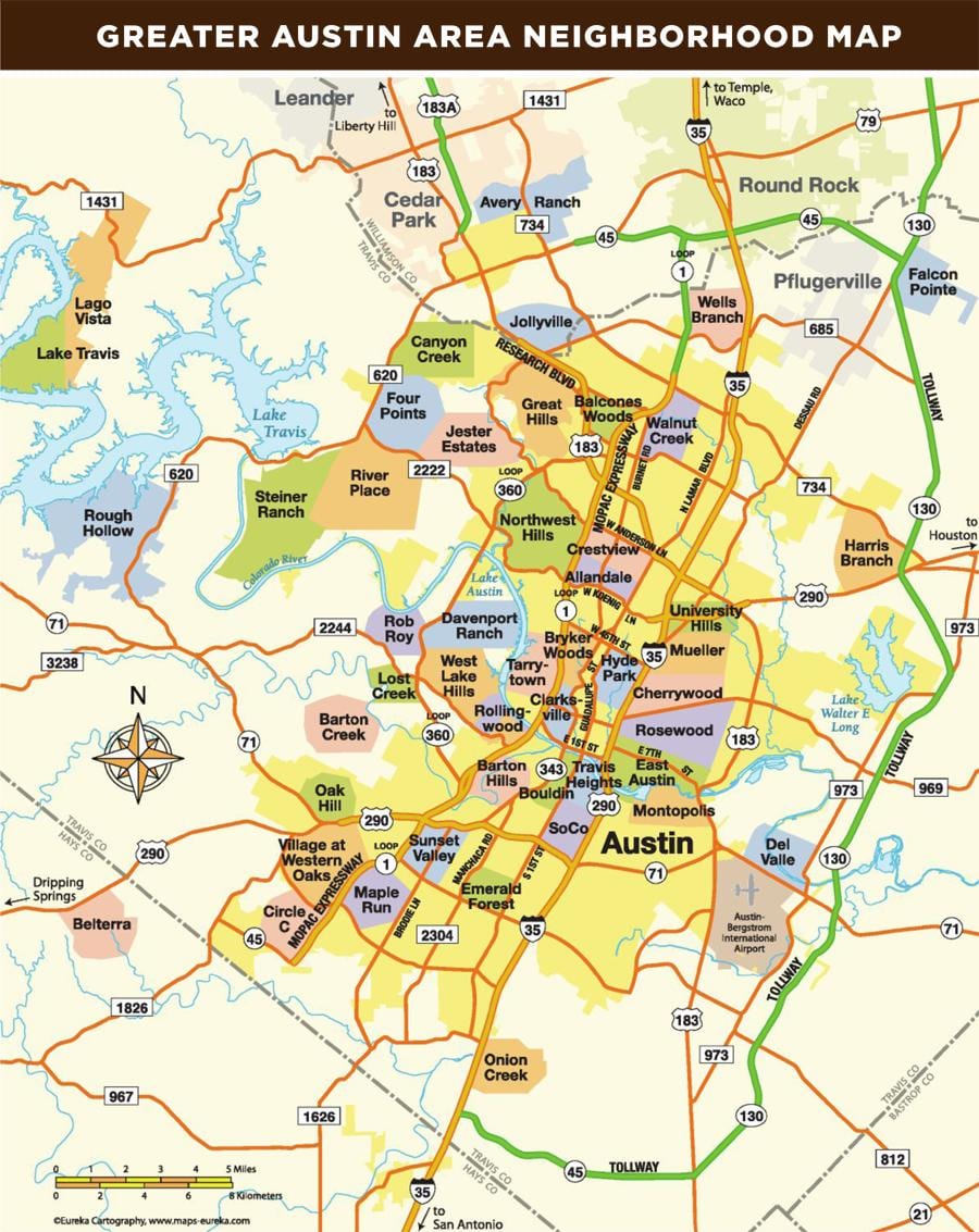mapa Austin Tx area