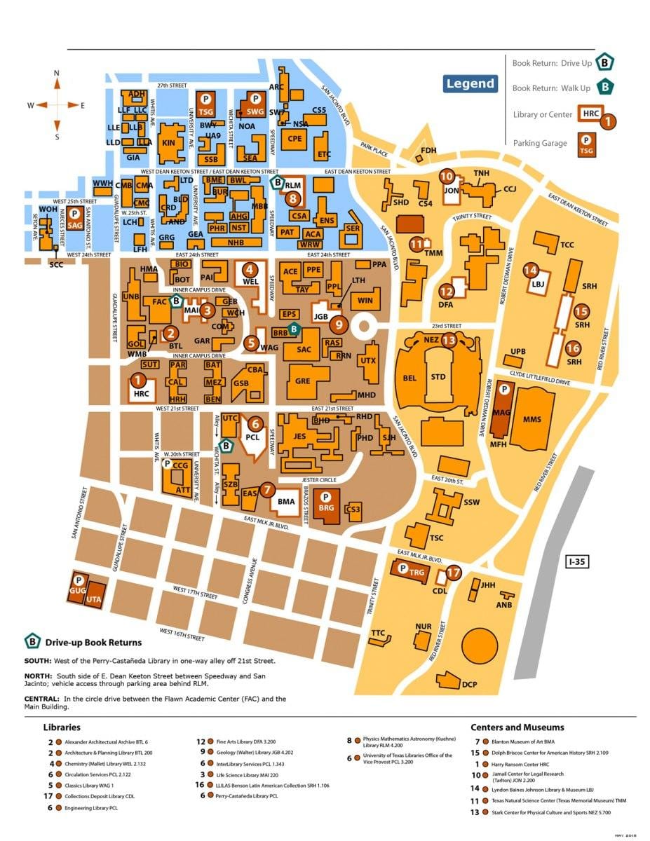 mapa ut Austin campusa